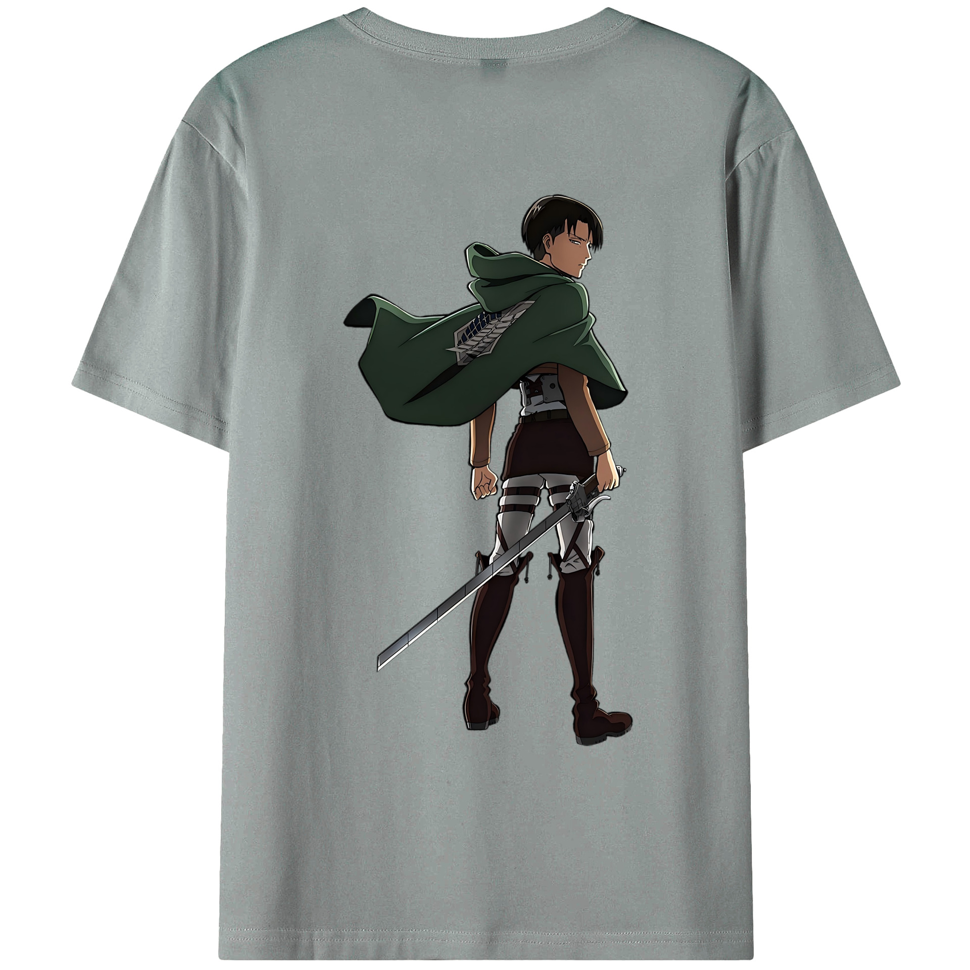 （画像用） 進撃の巨人 リヴァイ·アッカーマン Attack on Titan Levi Ackerman 綿100％ メンズ半袖Tシャツ（バックプリント） 通気性